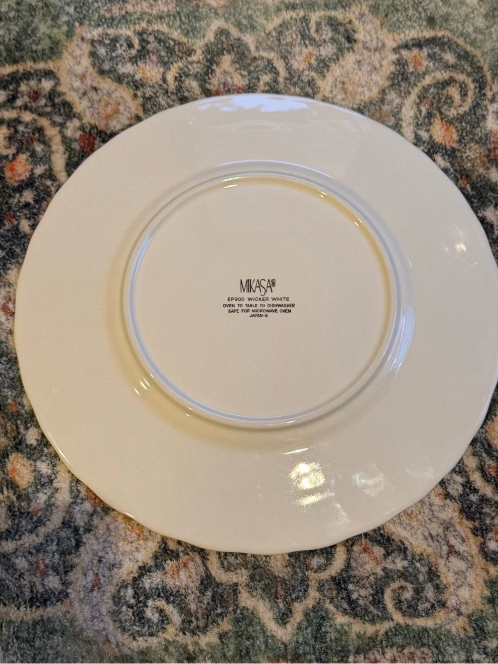 VINTAGE MIKASA Wicker White 12” Stoneware Plates- Set of 2